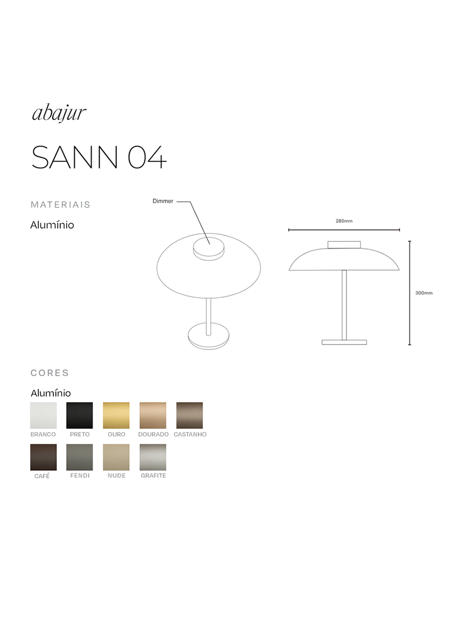 Lumin&aacute;ria de Mesa SANN Alum&iacute;nio IRC 90 Design Assinado
